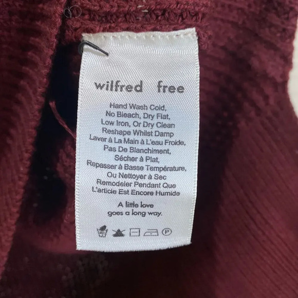 WILFRED Aritzia Merino Wool Sweater Knit Burgundy Red Crew Neck NWOT Size XXS - Picture 5 of 6